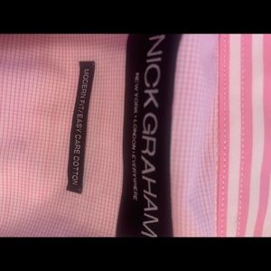 Pink and whit collar shirt button down with tie